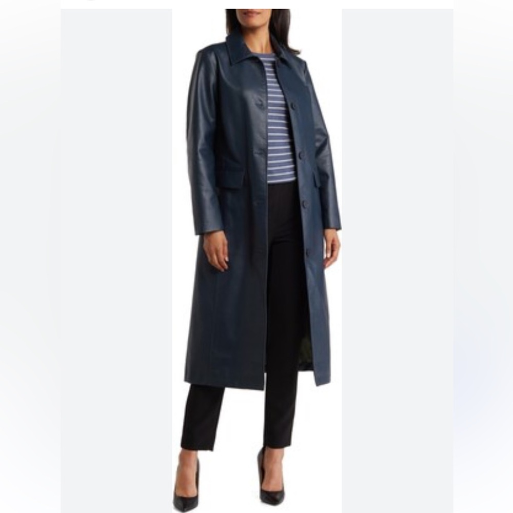 Good American Better Than Leather Faux Leather Double-Breasted Trench Coat S/M